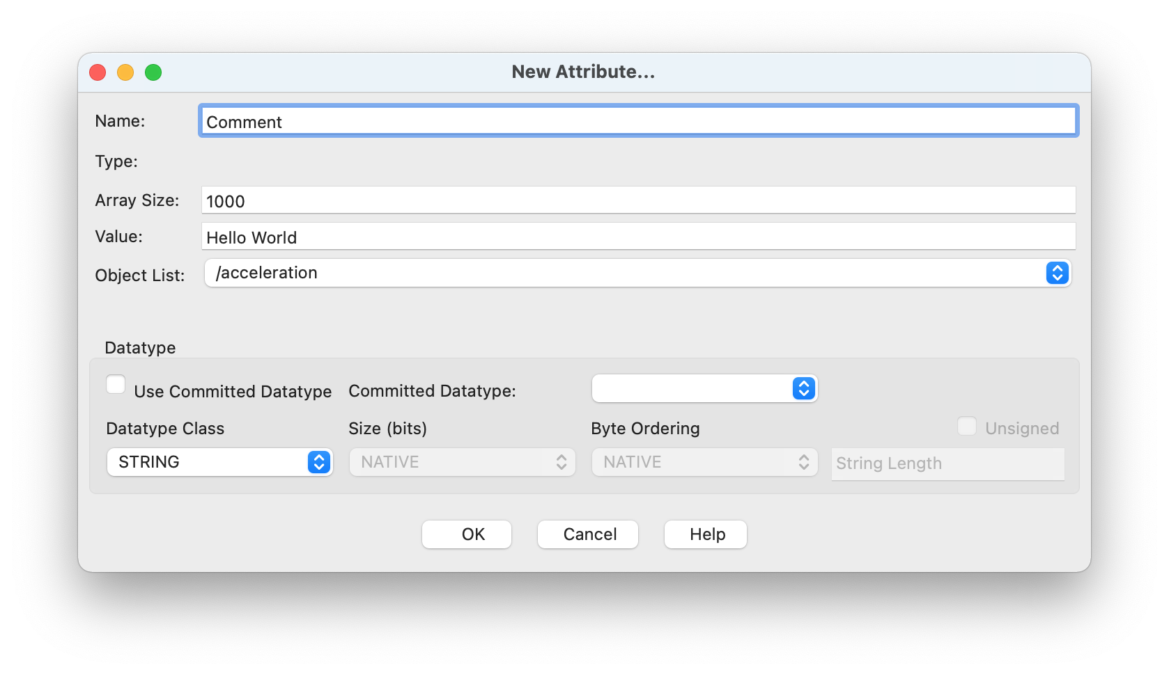 HDFView: Comment Attribute