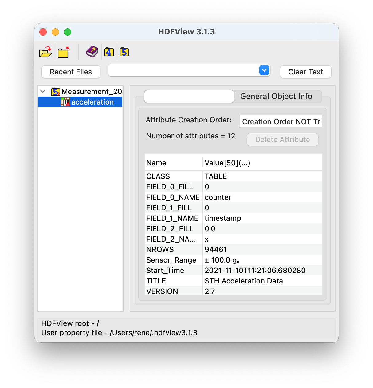 Main Window of HDFView